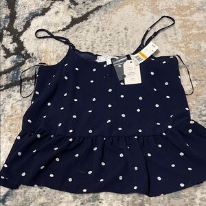 Navy Polka Dot Women's Top